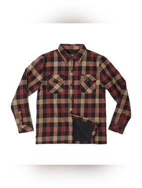 Hippy Tree Men's Rancho Fleece Flannel Jacket - Brick - Size XL